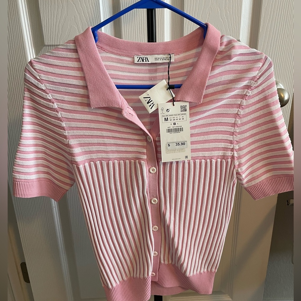 Zara striped pink/white top
